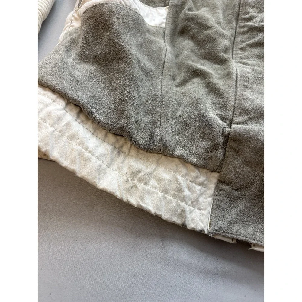 Vintage 80s Outerbound by HMS Suede Quilted Winter Ski Jacket Gray White L